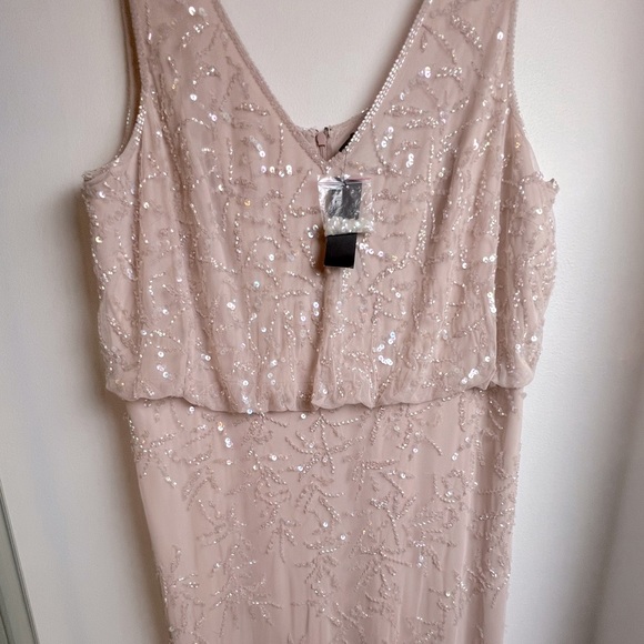 Adrianna Papell NWT Fully Beaded Sequined Maxi Length Gown size 18 - Picture 3 of 6